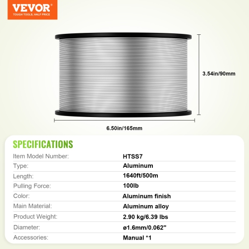 VEVOR 16 Gauge Aluminum Wire for Electric Fencing, 1640Ft 500M Electric Fence Wire, Portable Fencing Wire, 1.6mm Diameter Aluminum Alloy for Higher