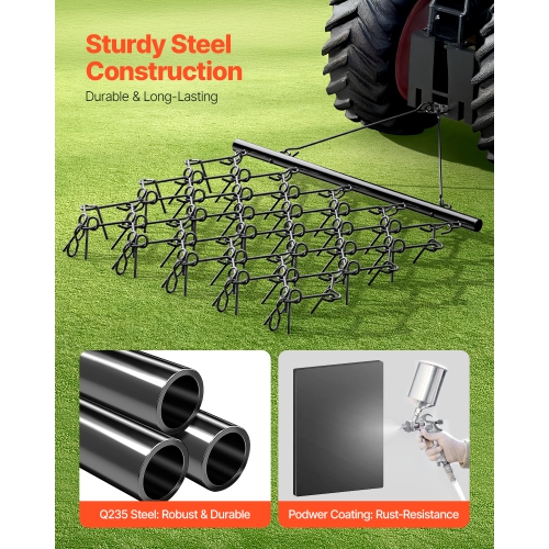 Goupille VEVOR 5 x 4.5&nbsp;pi, herse à chaîne durable avec 60 dents tranchantes, convient au tracteur VTT, idéal pour la préparation du sol,