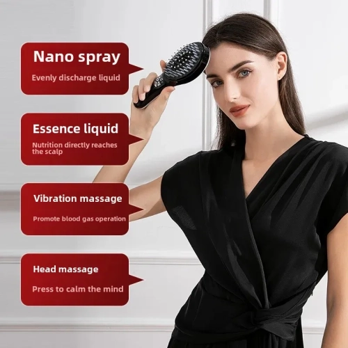 Electric Spray Massage Comb Hair Growth Head Massager Brush LED Anti Hair Loss Scalp Liquid Medicine Atomizing Comb(Medicine Liquid not included)