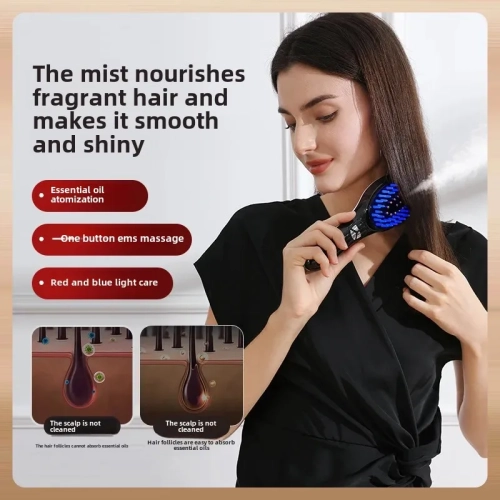 Electric Spray Massage Comb Hair Growth Head Massager Brush LED Anti Hair Loss Scalp Liquid Medicine Atomizing Comb(Medicine Liquid not included)