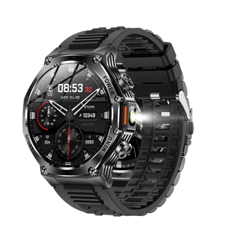 MYACUC  Military Smart Watches for Men(Answer/make Calls) With Led Flashlight, 1.43’’ Amoled Heart Rate/sleep Monitor Smartwatch for Android Ios