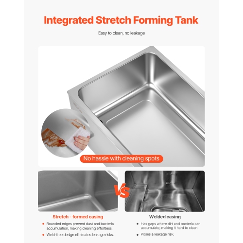 VEVOR 24QT Commercial Food Warmer, 5-Pan Electric Steam Table, 1200W Countertop Stainless Steel Buffet Bain Marie with 86-185°F Temp Control for