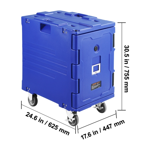 VEVOR 82 Qt Insulated Food Pan Carrier, Hot Box for Catering, LLDPE Food Box Carrier with 1-Piece Buckle, Front Loading with Handles, with Wheels for