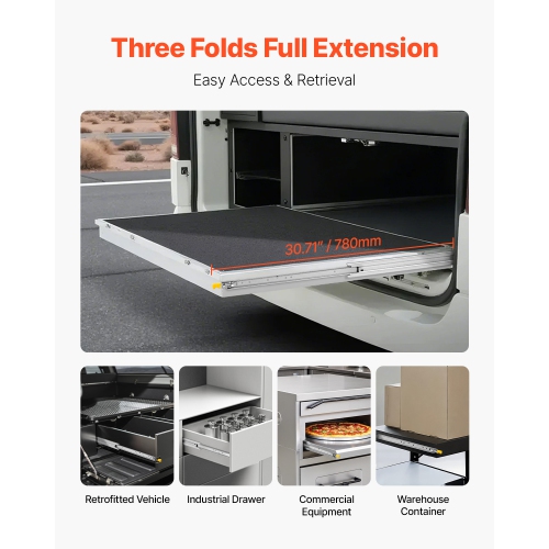 VEVOR 1 Pair Full Extension Drawer Slides 16 18 20 24 30 35 37.4 59 24 32 36 40 48 60 in, 250 lbs Load Locking Drawer Slides, Ball Bearing with Lock