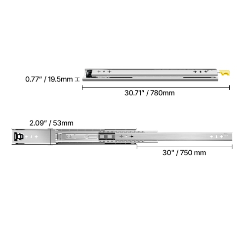 VEVOR 1 Pair Full Extension Drawer Slides 16 18 20 24 30 35 37.4 59 24 32 36 40 48 60 in, 250 lbs Load Locking Drawer Slides, Ball Bearing with Lock