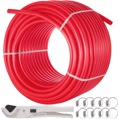 VEVOR 1 Inch 300ft Pex Pipe Tubing Pex Tubing Non-Barrier Radiant Water Plumbing Pipe Pex-B ,1" Non-Barrier/300FT/Red