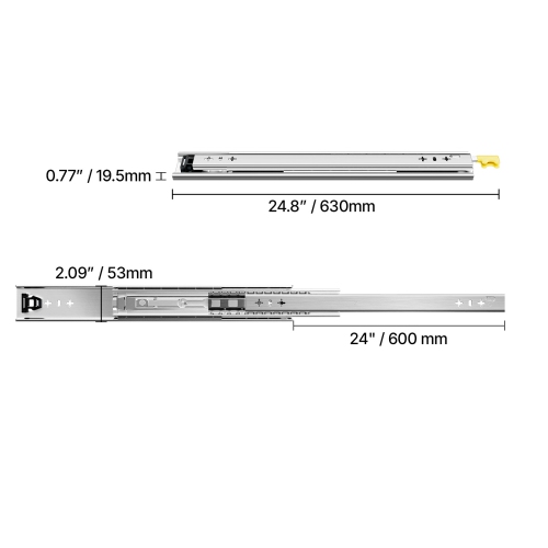 VEVOR 1 Pair Full Extension Drawer Slides 16 18 20 24 30 35 37.4 59 24 32 36 40 48 60 in, 250 lbs Load Locking Drawer Slides, Ball Bearing with Lock