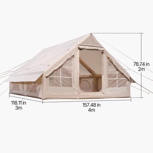 VEVOR 5-8 Person Inflatable Tents for Camping,Easy Setup Blow up Tent with Hand Pump, 300D Oxford Glamping Tent with Stove Jack 2 Doors & 4 Mesh