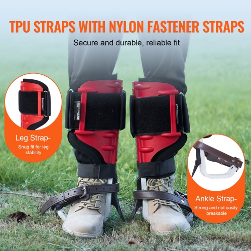 VEVOR 1 Pair Tree Climbing Spikes, Aluminum Climbing Spurs, 350lbs Load Capacity Tree Climbing Gear with Straps and Spike Protectors, Arborist