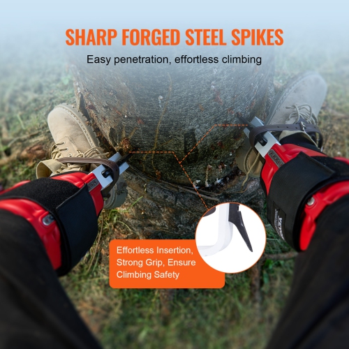 VEVOR 1 Pair Tree Climbing Spikes, Aluminum Climbing Spurs, 350lbs Load Capacity Tree Climbing Gear with Straps and Spike Protectors, Arborist