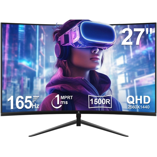 27" 2K QHD 2560 x 1440 165Hz 1ms Curved Gaming Monitor, FreeSync Compatible, HDMI 2.0, DP 1.2