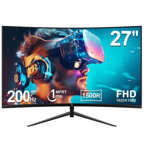 27" 1080P Full HD 1920 x 1080 200Hz 1ms Curved Gaming Monitor, FreeSync Compatible, HDMI 2.1 + DP 1.4