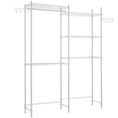 VEVOR 5 Tiers Over Washer and Dryer Storage Shelves, Laundry Room Drying Rack with Hanger Rod and Hooks, Two Rows Adjustable Washer Shelves Space