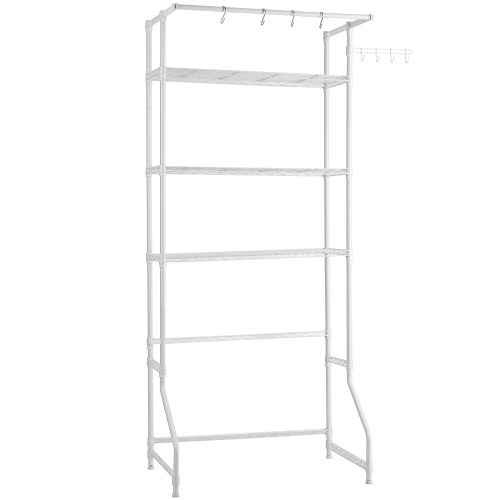VEVOR 3 Tiers Over Washer and Dryer Storage Shelf, Laundry Room Drying Rack with Hanger Rod and Hooks, Single Row Adjustable Washer Shelves Space
