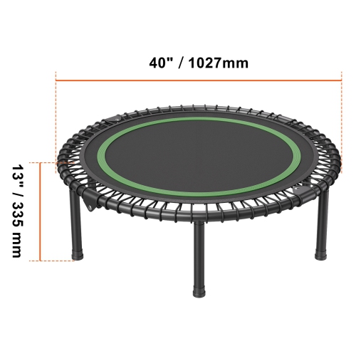 VEVOR 330lbs Max Load Foldable Mini Trampoline, 40 Inch Fitness Rebounder, Stable & Quiet Indoor Small Workout Trampoline, Mini Trampoline for Adults