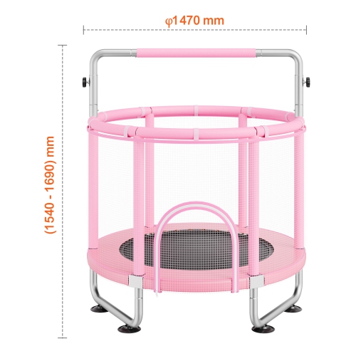 VEVOR 55" Kids Trampoline, 4.6FT Indoor/Outdoor Mini Trampoline for Toddlers, with Safety Net & Basketball Hoop, Birthday Gifts Christmas Toys for 3+