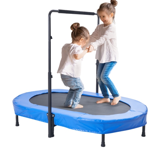 VEVOR 56x36 inch Kids Trampoline, Indoor/Outdoor Foldable Mini Trampoline with Handle, Rebounder for Toddlers, Birthday Gift for 3+ Years Children,
