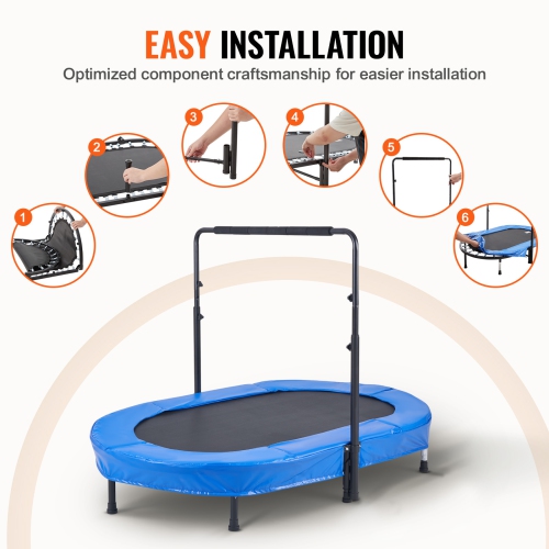 VEVOR 56x36 inch Kids Trampoline, Indoor/Outdoor Foldable Mini Trampoline with Handle, Rebounder for Toddlers, Birthday Gift for 3+ Years Children,