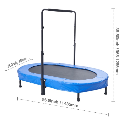 VEVOR 56x36 inch Kids Trampoline, Indoor/Outdoor Foldable Mini Trampoline with Handle, Rebounder for Toddlers, Birthday Gift for 3+ Years Children,