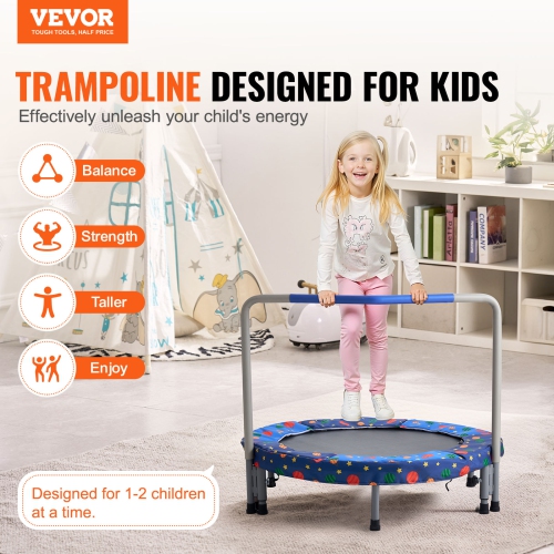 VEVOR 36" Kids Trampoline, 3FT Indoor/Outdoor Foldable Mini Trampoline with Handle, Rebounder for Toddlers, Birthday Gift for 3+ Years Children, Boys