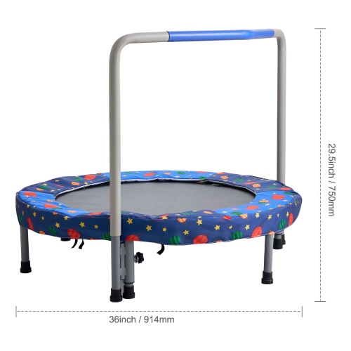VEVOR 36" Kids Trampoline, 3FT Indoor/Outdoor Foldable Mini Trampoline with Handle, Rebounder for Toddlers, Birthday Gift for 3+ Years Children, Boys