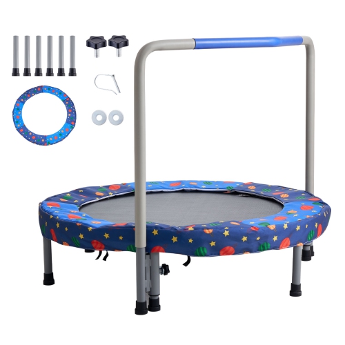 VEVOR 36" Kids Trampoline, 3FT Indoor/Outdoor Foldable Mini Trampoline with Handle, Rebounder for Toddlers, Birthday Gift for 3+ Years Children, Boys