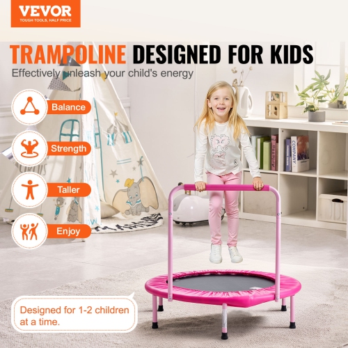 VEVOR 36" Kids Trampoline, 3FT Indoor/Outdoor Foldable Mini Trampoline with Handle, Rebounder for Toddlers, Birthday Gift for 3+ Years Children, Boys