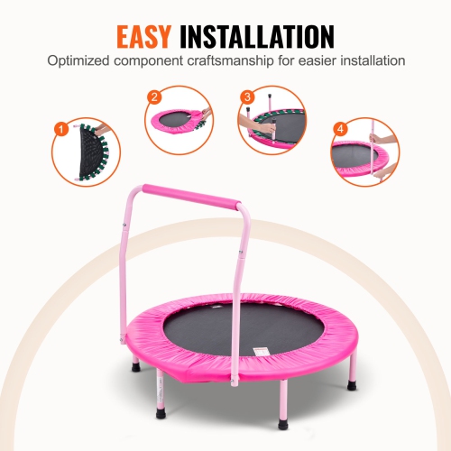 VEVOR 36" Kids Trampoline, 3FT Indoor/Outdoor Foldable Mini Trampoline with Handle, Rebounder for Toddlers, Birthday Gift for 3+ Years Children, Boys