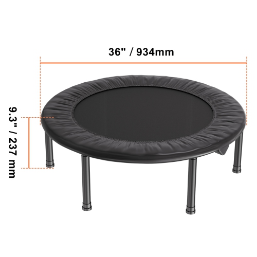 VEVOR 220lbs Max Load Foldable Mini Trampoline, 36 Inch Fitness Rebounder, Stable & Quiet Indoor Small Workout Trampoline, Mini Trampoline for Adults
