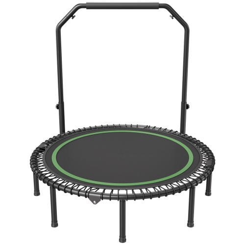 VEVOR 450lbs Max Load Foldable Mini Trampoline, 51 Inch Fitness Rebounder, Stable & Quiet Trampoline with 4 Level Height Adjustable Foam Handle, for