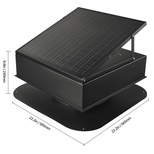 VEVOR 35W Roof Attic Exhaust Fan, Smart Solar Roof Ventilation Fan with Thermostat, 2400 CFM Airflow Built-in Brushless DC Motor for Cooling and