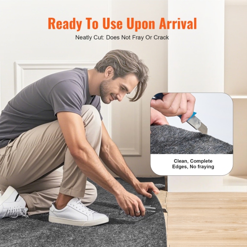 VEVOR 9' x 12' Rug Pad Without Slip Resistance, Protective Cushioning Carpet Pad, 1/4"Thick, 100% Pure Polyester Felt, 10-11㎡ Comfort Underfoot