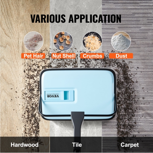 VEVOR Carpet Sweeper Manual, Floor Sweeper with 300 ml Dustbin Capacity Easy to Empty, 6.7 inch Cleaning Width for Home Office Carpets Pet Hair Dust,