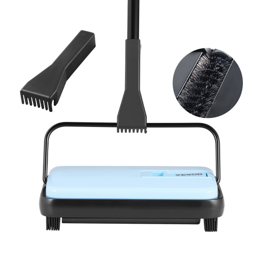VEVOR Carpet Sweeper Manual, Floor Sweeper with 300 ml Dustbin Capacity Easy to Empty, 6.7 inch Cleaning Width for Home Office Carpets Pet Hair Dust,