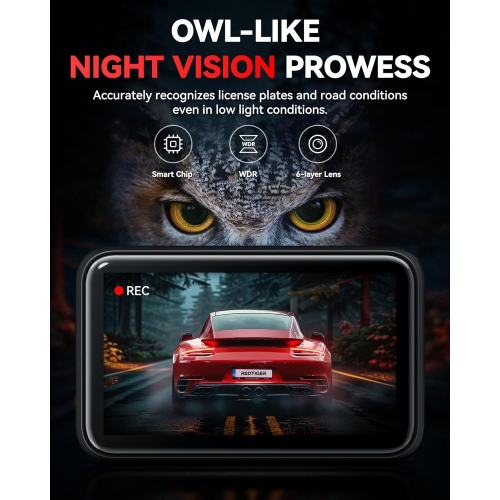 REDTIGER 4K Dash Cam Front,2.2 inch Mini Car Camera,2160P UHD Touch Screen,Voice Control,Included 32GB Card,Night Vision,Built-in GPS,WiFi APP