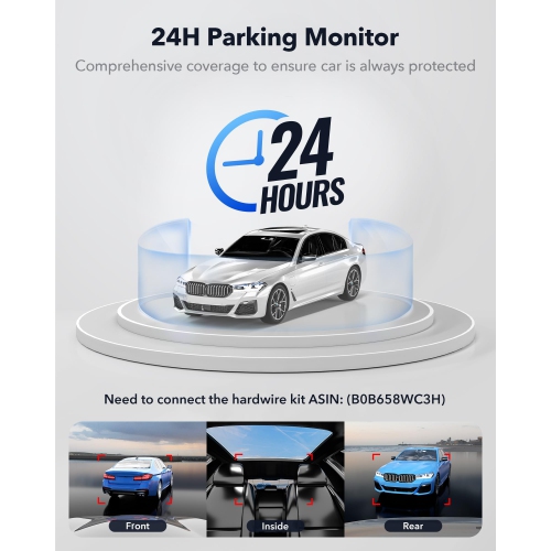 REDTIGER 3-Channel 4K UHD Dash Cam with 64G Card, GPS & Wi-Fi