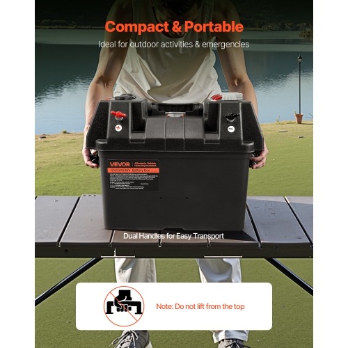 VEVOR Battery Box, Group 24/31 Trolling Motor Battery Box, 12V/24V/36V Marine Batteries Case with PP Shell and Dual Straps, Smart Batteries Case,