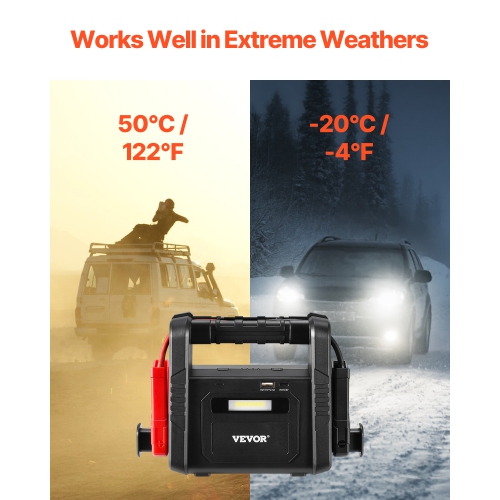 VEVOR 4000A Peak Jump Starter, Car Battery Starter Power Pack, Battery Booster with Air Compressor Jumper Cables LCD Display LED Light, for All