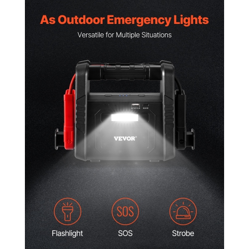 VEVOR 4000A Peak Jump Starter, Car Battery Starter Power Pack, Battery Booster with Air Compressor Jumper Cables LCD Display LED Light, for All