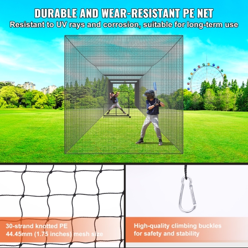 VEVOR 55FT Professional Softball Baseball Batting Hitting Training Net, Practice Portable Pitching Cage Net with Door & Carry Bag, Heavy Duty