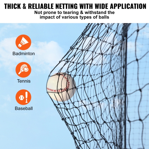 VEVOR 35FTBaseball Batting Netting, Practice Portable Pitching Cage Net with Door & Carry Bag, Heavy Duty Enclosed PE Netting