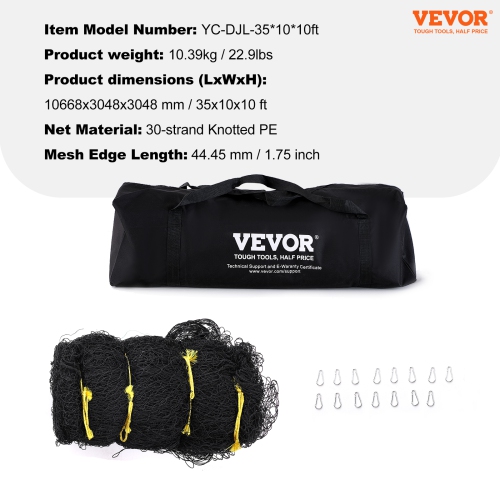 VEVOR 35FTBaseball Batting Netting, Practice Portable Pitching Cage Net with Door & Carry Bag, Heavy Duty Enclosed PE Netting