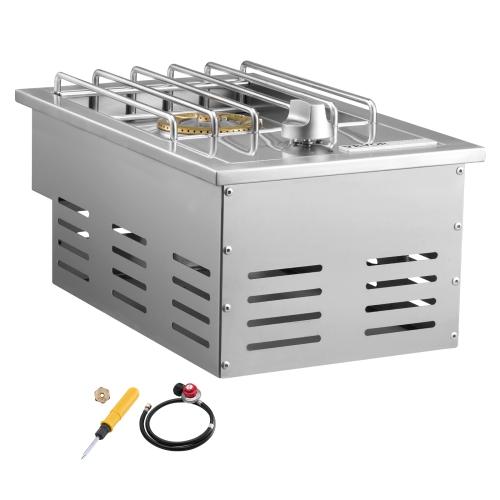 VEVOR 15,000BTU Single Grilling Side Burner,Liquid Propane Side Burner for Outdoor Kitchen, Convertible to Natural Gas, 304 Stainless Steel Built-in