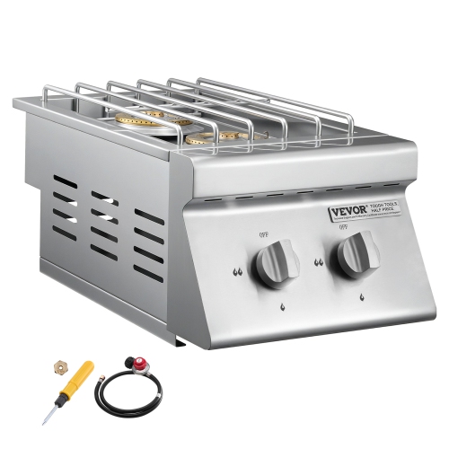 2 brûleurs latéraux à double gril VEVOR 15&nbsp;000&nbsp;BTU, brûleur latéral au propane liquide pour cuisine extérieure, convertible au gaz naturel,