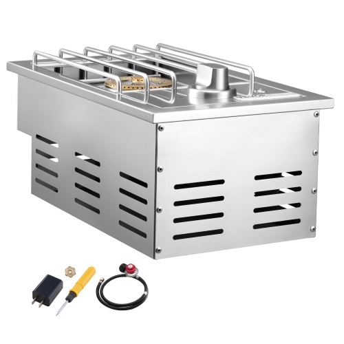 VEVOR 17,000BTU Single Grilling Side Burner, Liquid Propane Side Burner for Outdoor Kitchen, Convertible to Natural Gas, 304 Stainless Steel Built-in