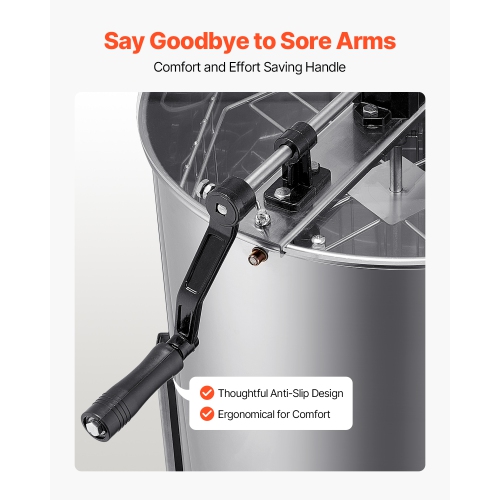 VEVOR 4/8 Frame Honey Extractor, Manual Honey Spinner with Transparent Lid, Stainless Steel Honeycomb Drum Spinner with Height Adjustable Stand,