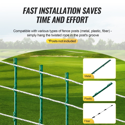 VEVOR 656Ft 200M Electric Fence Wire, Portable Polywire, 1/4" Diameter 6 Stainless Steel Strands for Reliable Conductivity and UV, Rust Resistance,