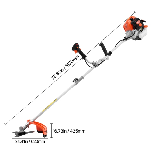 VEVOR 51.7CC String Trimmer, 2-Stroke, Gas Powered Weed Wacker, 16.9" Cordless Grass Trimmer, Multi-Functional Lawn Edger with Shoulder Strap & 3T
