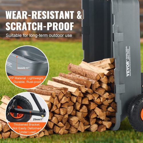 VEVOR 10 inch Tires Dump Cart, Poly Garden Dump Cart with Easy to Assemble Steel Frame, Dump Wagon with 2-in-1 Convertible Handle, Utility