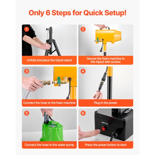 VEVOR 180 W Foam Machine, Party Foam Cannon, Portable Foam Maker with a Tripod Stand, Foam Party Machine with a Submersible Pump, for Backyard, Pool,